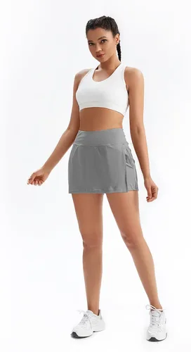 Vista 7 de Blaosn Pantalones cortos atléticos fluidos para mujer, gimnasio, yoga, entrenamiento, correr, tenis, falda pantalón de moda, ropa casual de verano