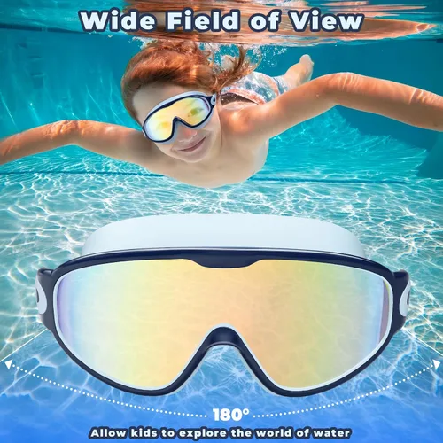 Vista 7 de Keary - Paquete de 2 gafas de natación para niños de 3 a 15 años, protección ultravioleta, antivaho, para piscina, agua, para niños, niñas, jóvenes