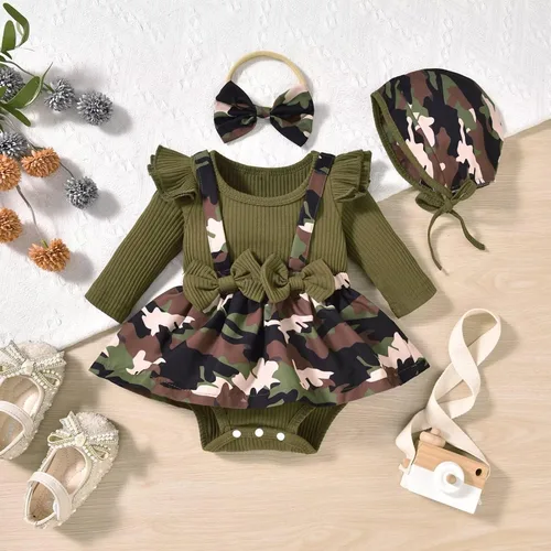 Vista 151 de Unutiylo Ropa de bebé recién nacida prematura con tirantes, traje de otoño e invierno, traje de manga larga con volantes
