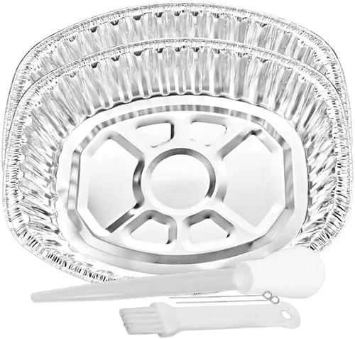 Vista 16 de Bandeja de aluminio ovalada extragrande desechable y duradera para el Día de Acción de Gracias – 100% reciclable: perfecta para hornear y asar