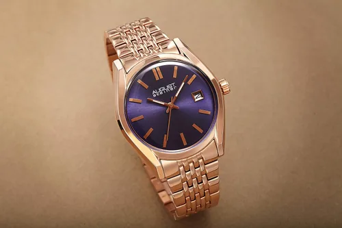 Vista 5 de August Steiner AS8235 - Reloj de pulsera de acero inoxidable con esfera de rayos solares radiantes con ventana de fecha