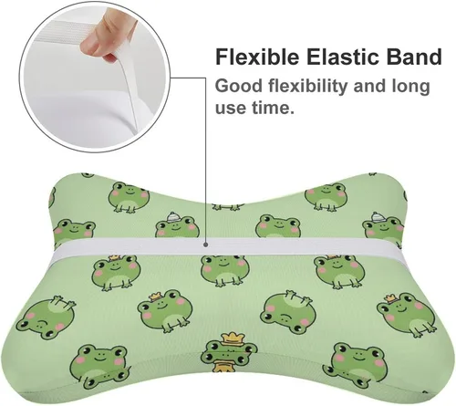 Vista 3 de Almohada de coche para aliviar el dolor de cuello, compatible con linda rana de espuma viscoelástica para el cuello del auto con correa ajustable, 2