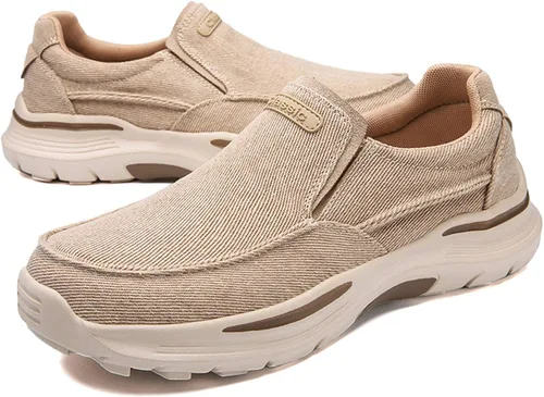 Vista 6 de JAMONWU Zapatos de tela para hombre, mocasines casuales, zapatos para caminar, zapatos ligeros para exteriores