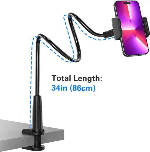Vista 3 de MAGIPEA Soporte de teléfono de cuello de cisne para cama, soporte flexible de teléfono celular de 34 pulgadas para escritorio, soporte de abrazadera