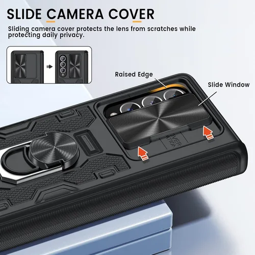 Vista 10 de Caka - Funda para Samsung Galaxy Z Fold 3 con soporte y cubierta para lente de cámara