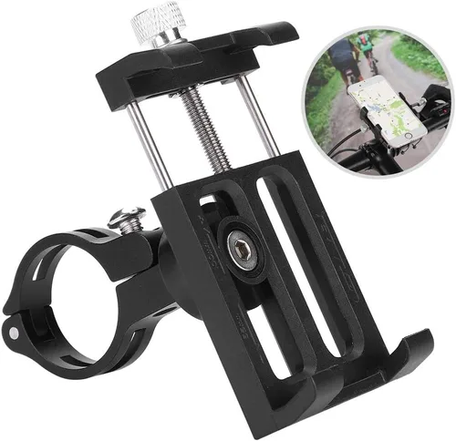 Vista 7 de VGEBY Soporte de teléfono para bicicleta, soporte para manillar de teléfono con rotación de 360 grados