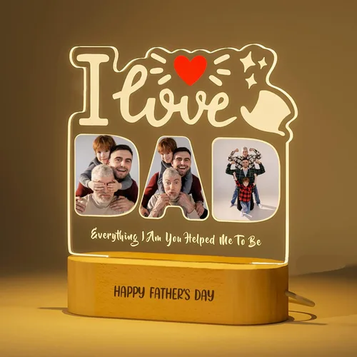 Vista 18 de Placa de acrílico con foto personalizada, regalos para aniversario, San Valentín, cumpleaños, luz nocturna LED personalizable, base de madera