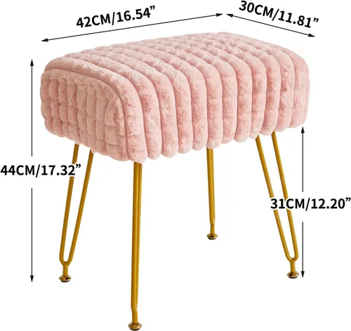 Vista 3 de IBUYKE Taburete Rectángulo con Reposapiés Otomano, Taburete de Tocador de Maquillaje, Mesa Auxiliar, Asiento de Tocador de Terciopelo, Silla