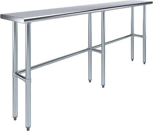 Vista 19 de Mesa de Trabajo de Acero Inoxidable con Base Abierta de 24" x 14" – Mesa Comercial Compacta Certificada NSF con Patas Galvanizadas para Cocinas
