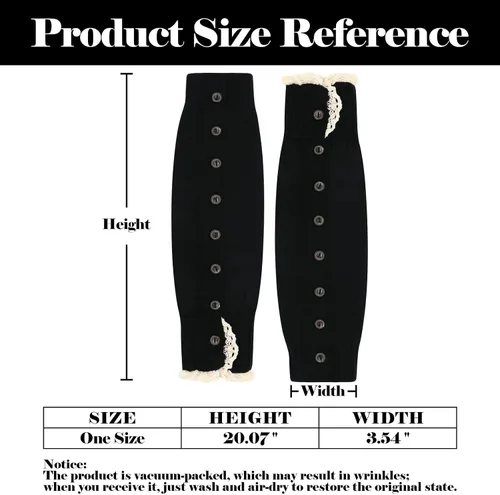Vista 6 de Calentadores de piernas para mujeres y niñas, estilo japonés, Lolita, calentador de piernas, calcetines largos de punto kawaii, estilo gótico