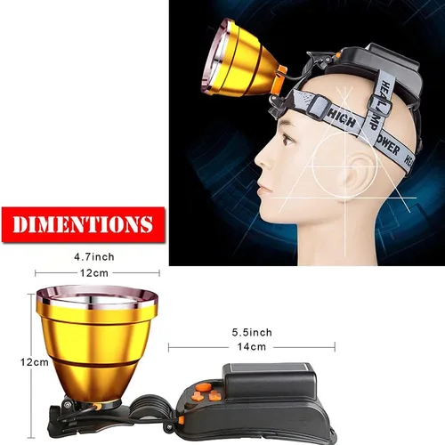 Vista 6 de Faros delanteros para adultos recargable LED caza faro súper brillante cabeza lámparas de carga para teléfonos, para cortes de energía, huracán