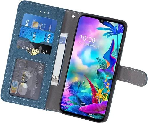 Vista 3 de Asuwish Compatible con LG G8X ThinQ V50S Thin Q Wallet Case y protector de pantalla de vidrio templado, funda abatible para tarjetas de crédito