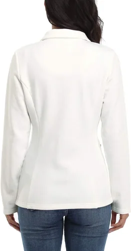 Vista 5 de Chaqueta con cremallera completa para mujer, cuello alto, sudadera sin capucha, de algodón, ajustada, con bolsillos