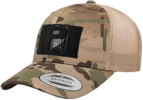 Vista 13 de Pull Patch Multicam - Gorra de camionero con diseño de camuflaje curvado, gorra táctica, superficie de bucle de 2 x 3 pulgadas para fijar parches