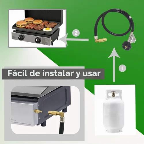 Vista 4 de Regulador de propano de 4 pies y manguera con codo de 90 grados