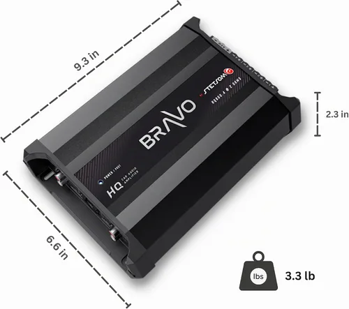 Vista 7 de Stetsom Bravo HQ 800.4 Amplificador digital de audio multicanal para automóvil, 2 ohmios estables, 800 vatios RMS, 4 canales independientes, cruce