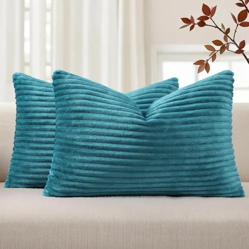 Vista 55 de Simmore Juego de 2 fundas de almohada decorativas de verano de 16 x 16 pulgadas, fundas de almohada suaves de franela de felpa natural de doble cara