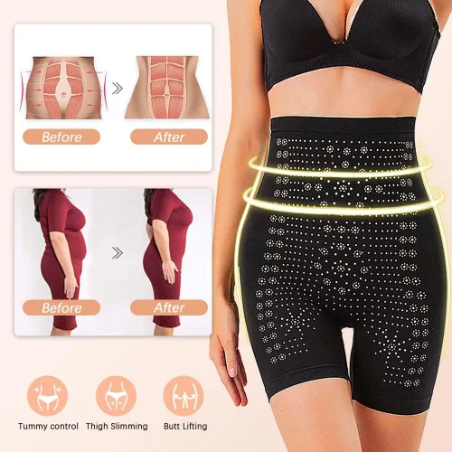Vista 2 de Women Shapewear Shorts Tummy Control Underwear Unique Fiber Restoration Shaper Far Infrared High Waisted Body Panty (Regular)