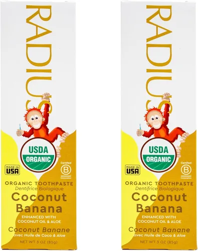 Vista 13 de Radius USDA Kids Pasta de dientes orgánica, plátano de coco, 3 onzas (paquete de 1)
