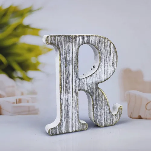 Vista 20 de Letras de madera rústica sin terminar de 4 pulgadas para decoración de pared, letras decorativas de pie en rodajas, decoración de tablero