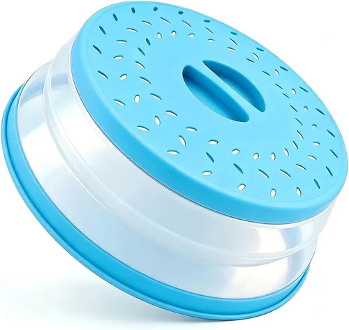 Vista 26 de Cubierta plegable para salpicaduras de microondas, cubierta para platos de microondas con ventilación de vapor, silicona y plástico sin BPA