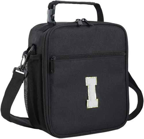 Vista 83 de ELEFOCUS Lonchera aislada con inicial para mujeres y hombres, bolsa de almuerzo personalizada con monograma con correa de hombro ajustable