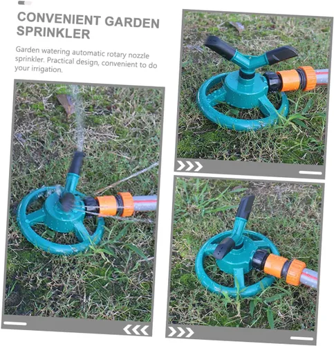 Vista 9 de Wakauto Automatic Rotating Lawn Sprinkler Spray Mode Garden Watering Tool with Stable Base for Vegetable and Above Ground Irrigation