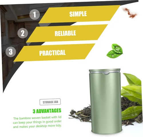 Vista 8 de Zerodeko Bote de café 2 piezas de hojalata caja de dulces, recipiente de té, recipientes de té, recipiente redondo con tapa, juego de té, recipiente