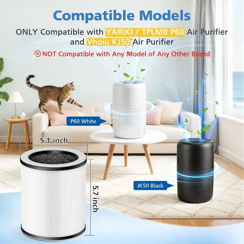 Vista 2 de 4 Pack P60 Replacement Filter for TPLMB/YARIKI P60 &Vhoiu KJ50 Air Purifier
