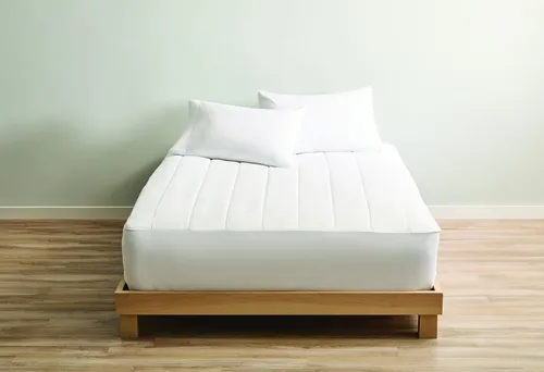 Vista 4 de Sunbeam Restful - Protector de colchón acolchado con 12 ajustes de calor, apagado automático, lavable, tamaño Queen, color blanco