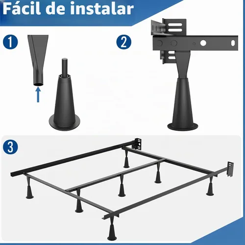 Vista 4 de Elevadores de marco de cama de 5 pulgadas, pies de marco de cama para almacenamiento debajo de la cama