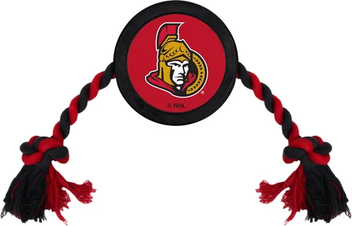 Vista 30 de Juguete de goma First Dog Puck – Cuerda de tiro resistente para perros y gatos – Juega hockey con tu mascota – Juguete con licencia de los Anaheim