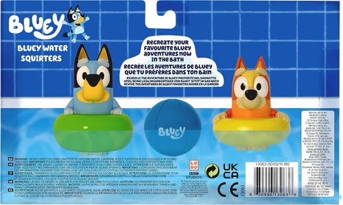 Vista 7 de Bluey Paquete de 3 juguetes de baño flotantes, juego de juguetes acuáticos flotantes ligeros con bingo y pelota de playa, juguetes de baño
