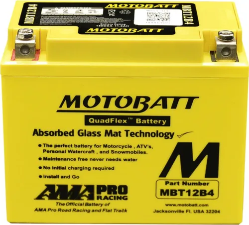 Vista 2 de MotoBatt Batería AGM sellada MBT12B4 de 12 voltios y 11 Ah sin mantenimiento