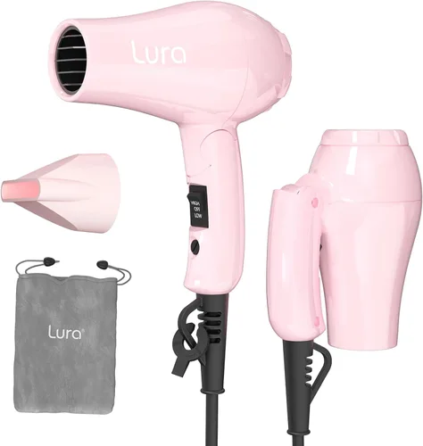 Vista 8 de Dreyr Mini - Secador de pelo plegable para viajes internacionales, secador de pelo compacto de 1200 W con concentrador y bolsa de viaje