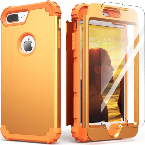 Vista 12 de IDweel Funda para iPhone 8 Plus, Funda para iPhone 7 Plus con Protector de Pantalla de Vidrio Templado, 3 en 1 Resistente a Golpes Delgada Híbrida