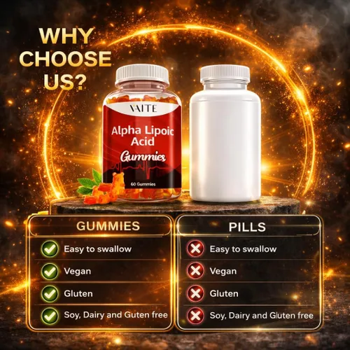 Vista 5 de VAITE Gomitas de ácido alfa lipoico de 1000 mg, suplemento ALA para apoyo cerebral y nervioso, antioxidante, energía, sin OMG, veganas, sin gluten