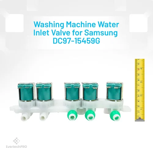 Vista 3 de EvertechPRO DC97-15459G Válvula de entrada de agua compatible con arandelas Samsung, 2 puertos roscados para caliente y frío