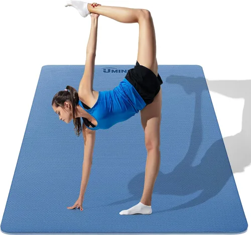 Vista 9 de UMINEUX Tapete de yoga grande para hombres y mujeres de 1/4 y 2/5 pulgadas, extra grueso, TPE para entrenamiento en casa, gimnasio, antideslizante