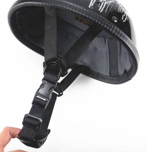 Vista 8 de Casco retro para jóvenes y adultos, casco clásico, medio casco, casco de motocicleta de perfil bajo, casco abierto para hombres y mujeres, aprobado
