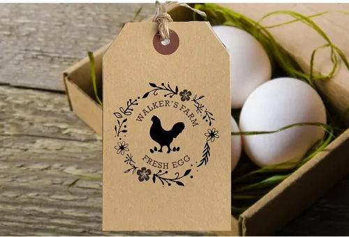 Vista 4 de Sello de cartón de huevos Sellos personalizados de cartón de huevos Sello de huevos de gallina Sello de goma de madera personalizado