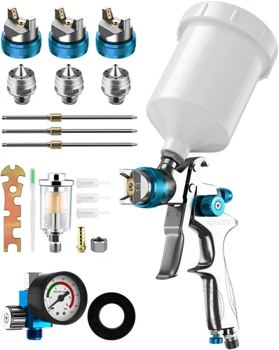 Vista 9 de Pistola pulverizadora de pintura HVLP, pulverizador de pintura a aire para pintura de casas, automóviles, pistolas de pintura automotrices