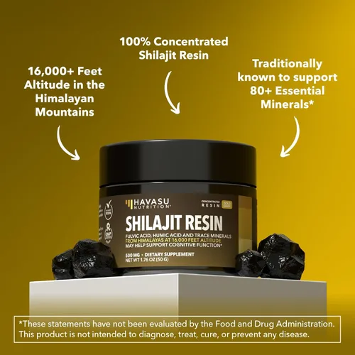 Vista 7 de Resina Shilajit del Himalaya con ácido fúlvico, ácido húmico y más de 80 oligominerales – 500 mg de Shilajit de grado dorado para hombres y mujeres