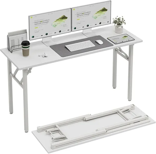 Vista 16 de TEMI Mesa de Computadora Pequeña Mesa Plegable - Escritorio de Oficina Plegable de 35.8", Sin Ensamblaje, Perfecto para Espacios Pequeños