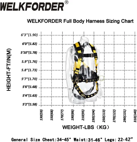 Vista 4 de 3D-Rings Fall Potection Safety Harness With Waist＆Leg Tounge Buckles Waist & Shoulder Pad Support ANSI Compliant