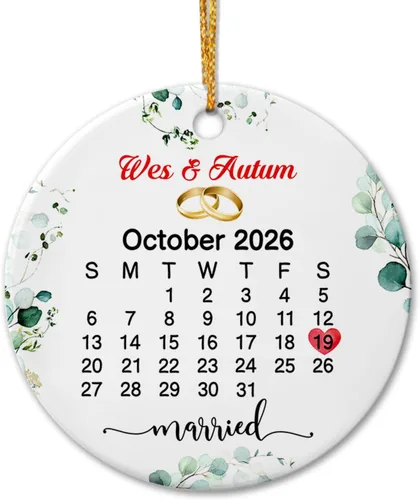 Vista 13 de Adorno de cerámica personalizado para la primera Navidad en nuestro nuevo apartamento, nombres personalizados de Mr Mrs in New Apartamento Christmas