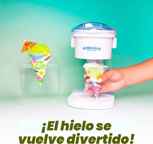 Vista 2 de Hawaiian Shaved Ice - Máquina trituradora de hielo y paquete de jarabes para fiesta, Blanco