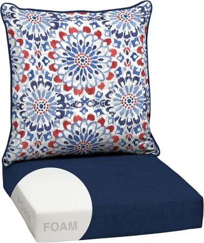 Vista 30 de Arden - Juego de cojines de asiento profundo para exteriores, espuma, 24x24, azulejos Alana