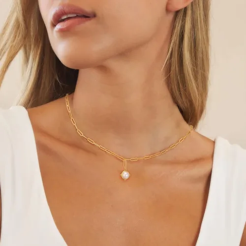 Vista 3 de fonkup Collares con iniciales para mujer, collar de corazón en capas para mujer, de moda, gargantilla de perlas delicadas, collar de letras