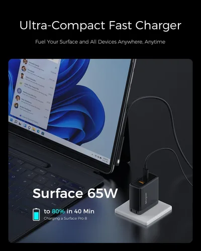 Vista 3 de Cargador Surface Pro de 65 W, cargador Microsoft Windows Surface para Surface Pro 3/4/5/6/7/8/9/10/X/11/12, compatible con Microsoft Surface